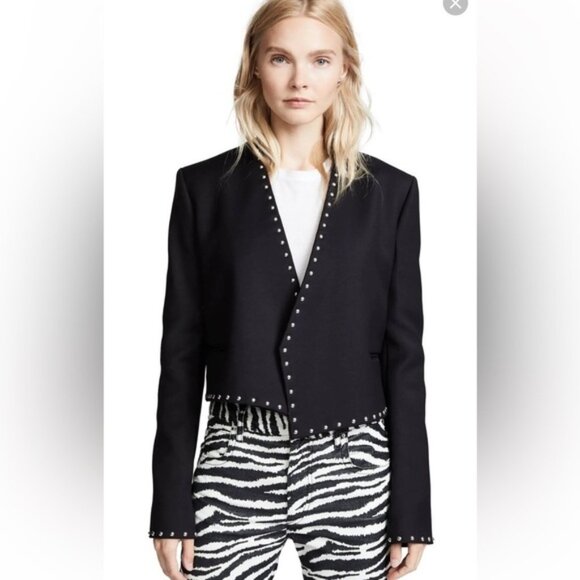 Helmut Lang Womens Studded Blazer Jacket Black 12 - Picture 2 of 13